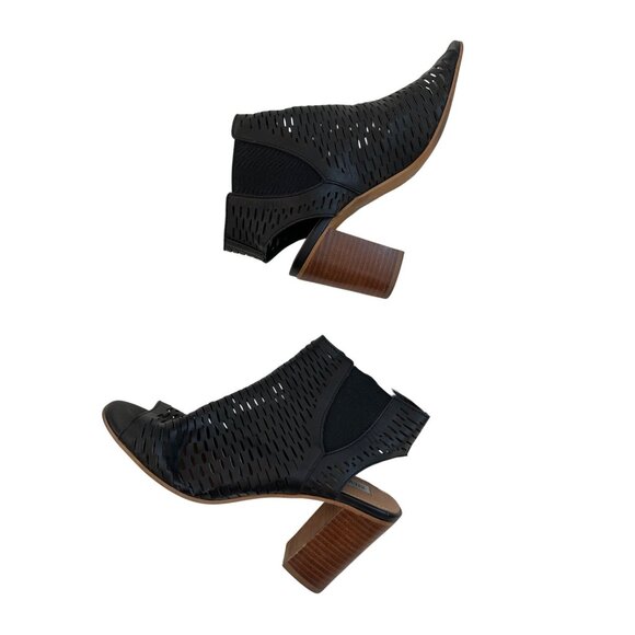 Steve Madden Black Perforated Peep-Toe Booties - Picture 2 of 5